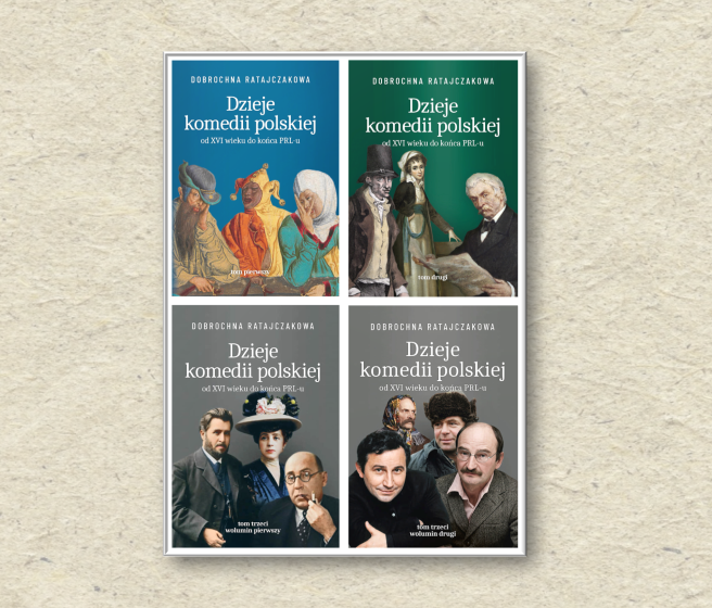 Okładki cyklu ksiązek o komedii polskiej